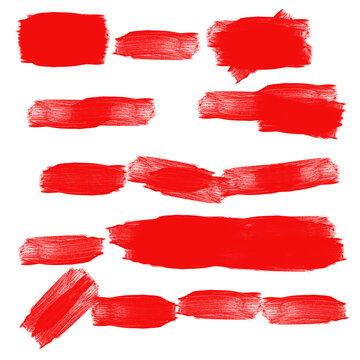 Red Paint Brush Strokes on White Background 1.