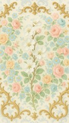Fototapeta premium Elegant floral vintage wallpaper for mobile