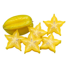 Fototapeta premium Starfruit Slices and Whole Fruit Display