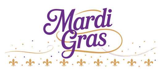 Obraz premium Mardi Gras Celebration Logo with Purple and Gold Decorations