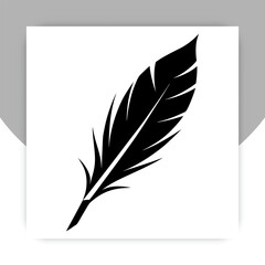 Obraz premium Black Feather Silhouette Icon Isolated on White Background,