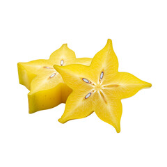 Fototapeta premium Sliced Starfruit on Transparent Background