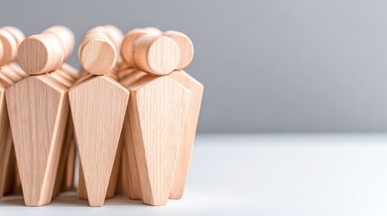 Indoor space art miniature people forming a defensive wall in a minimalist setting