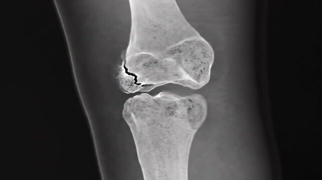 Medical x ray showing details of broken leg bone from different angles in a clinical setting