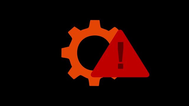 Process disruption icon. Symbol representing interruption, breakdown, or failure in a workflow or system. Modern flat or neon design, emphasizing alert, warning, or halted processes,