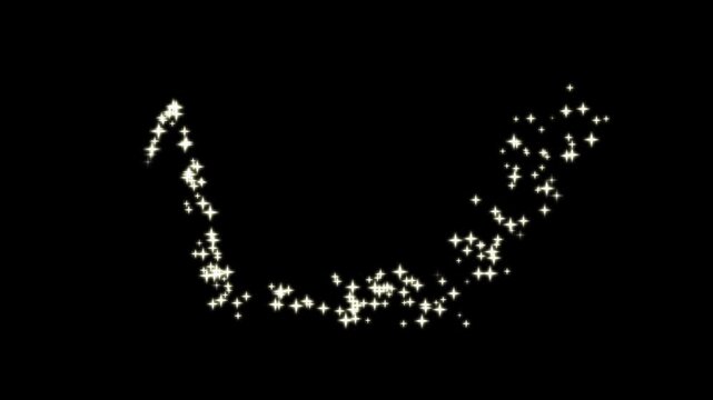 4K Magical Glitter Line Transition with White Twinkling Stars, Elegant Pixie Dust Burst, Twinkling Light Effects, Shining Magic Trail and Dreamy Black Screen Overlay