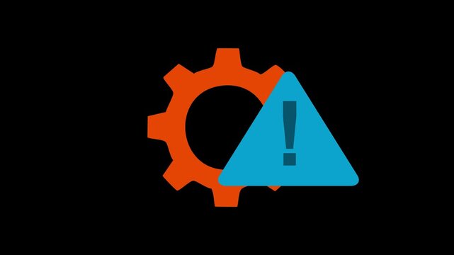 Process disruption icon. Symbol representing interruption, breakdown, or failure in a workflow or system. Modern flat or neon design, emphasizing alert, warning, or halted processes,