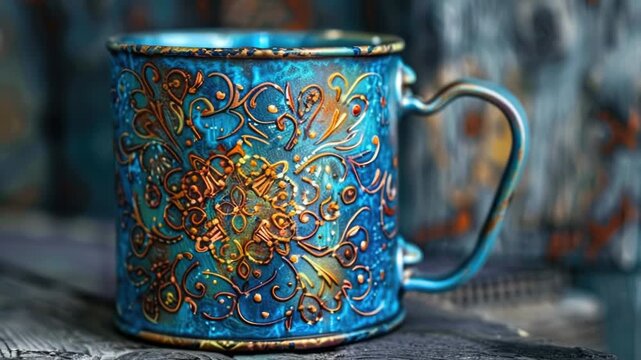 Video A close-up of a cup sitting on a table with a flat surface