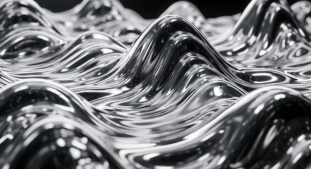 Abstract Liquid Waves Silver Reflections CloseUp Texture