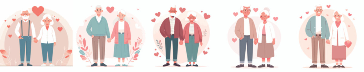 Obraz premium vector of old couple standing holding hands affectionately on valentine