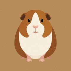 Guinea Pig Illustration Shows a Simple Flat Design With Rounded Shapes in Friendly Colors on a Brown Background