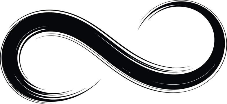 Bold black infinity symbol with brush stroke texture, representing eternity and flow