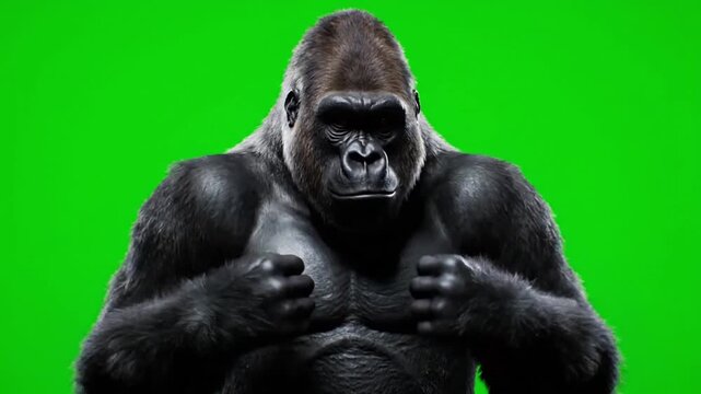 Gorilla Fists Clenched on Green Background.
