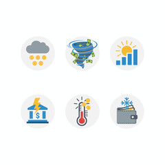 Fototapeta premium Financial weather icons representing market conditions vector illustration