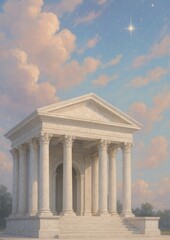 Obraz premium Majestic temple under starry sky