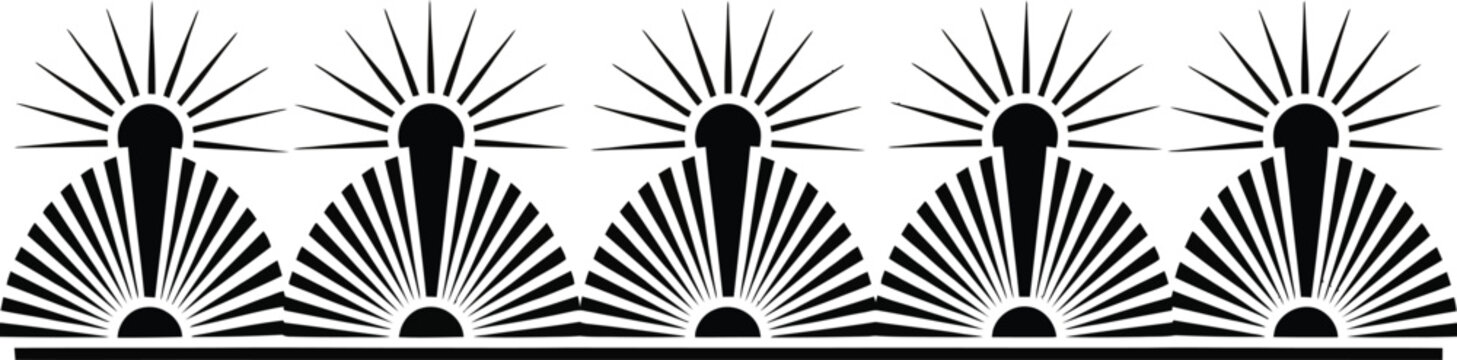 Timeless Art Deco sunburst pattern, a seamless repeating design for elegant borders and dividers.