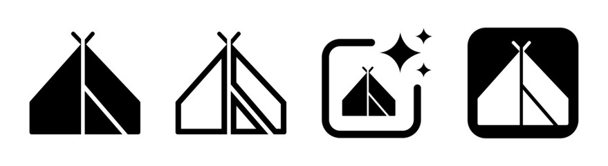 Camping tent icon representing outdoor recreation travel navigation and shelter illustration © luvinda