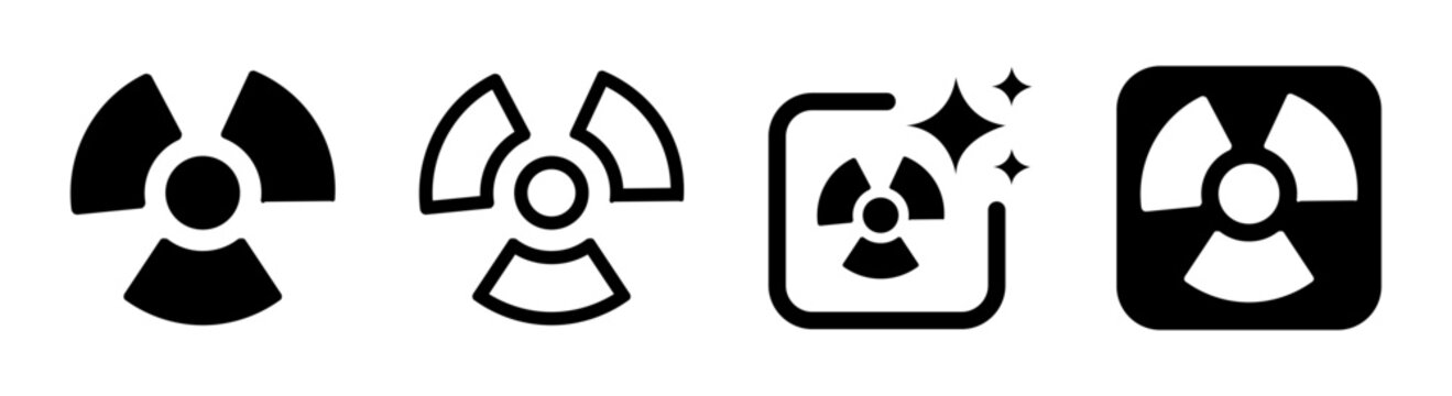 Nuclear radiation trefoil icon warning of radioactive materials and ionizing exposure illustration