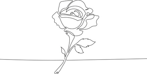 Continuous One Line Drawing of a Rose eps10