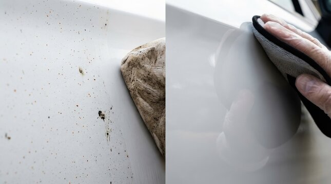 Car paint decontamination and polishing before and after
