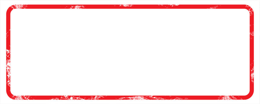 Red grunge rectangular frame featuring rounded corners and rough edges, creating an isolated white content area that evokes a vintage, distressed aesthetic perfect for design projects