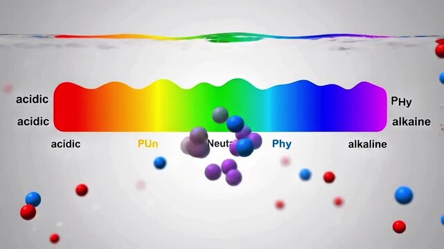 pH scale spectrum and measurement in water with floating molecules