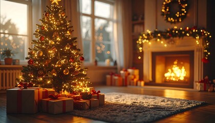 christmas tree with fireplace