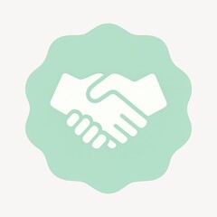 Obraz premium Handshake icon on green badge