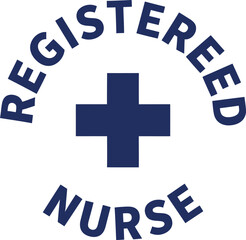 Obraz premium Registered Nurse Minimal Medical Emblem with Cross Vector Illustration