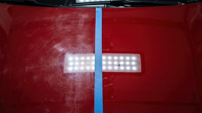 Car paint correction comparison before and after detailing