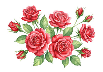 Fototapeta premium Vibrant red roses isolated on transparent background isolated on transparent background