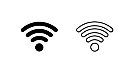 Clean Wi-Fi Signal Icon Design with Solid and Outline Versions for Network Indicators