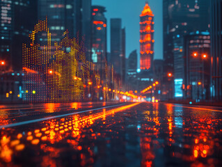 Fototapeta premium Sophisticated A digital painting of a futuristic cityscape
