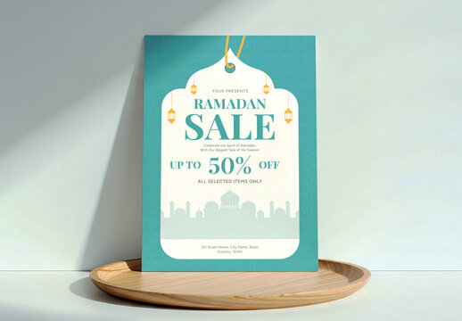 Modern Minimal Ramadan Sale Flyer with Teal Islamic Design