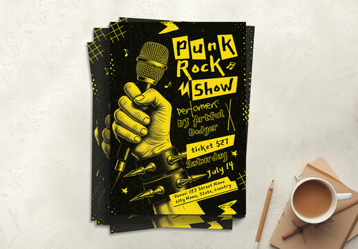 Rock Music Event Flyer Template with Punk Style