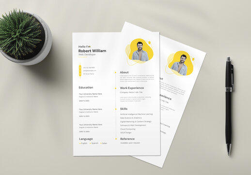 Modern Clean Resume CV Template Design