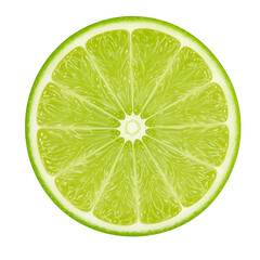 Crosssection of fresh green lime fruit