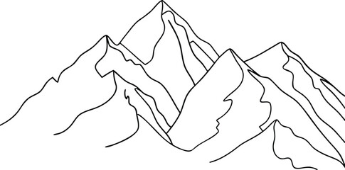 Simple Mountain Line Drawing