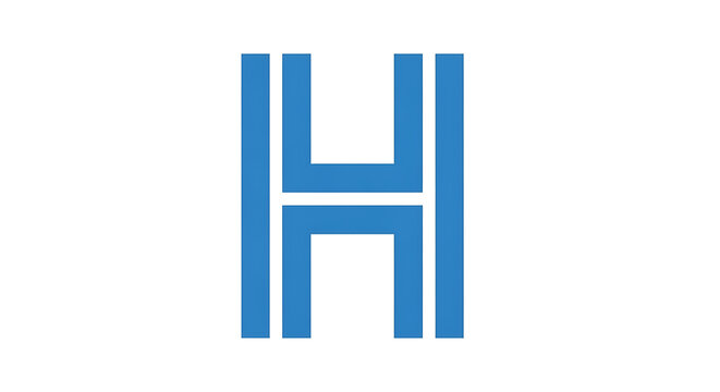 Modern blue geometric letter H symbol, abstract initial for logo design concept. Stylized alphabet typography mark, versatile graphic element for branding identity