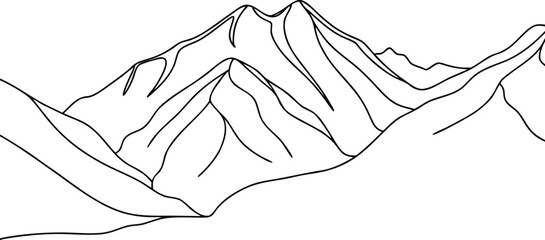 Simple Mountain Line Drawing