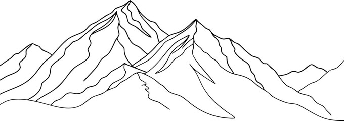 Simple Mountain Line Drawing