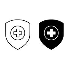 Obraz premium Minimalist Shield Icons with Medical Symbols, Simple Design
