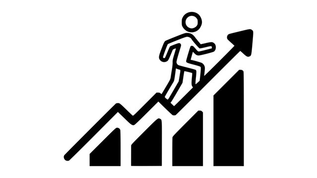 Achieving Success: Climbing Stairs Illustration in Minimalist Style Conveys Energetic Mood