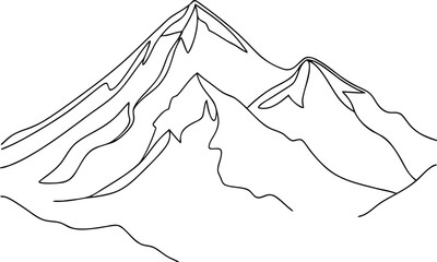 Simple Mountain Line Drawing