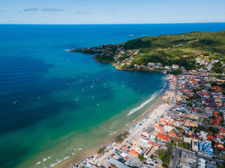Aerial View of Garopaba Beach and Coastal Town in Santa Catarina, Brazil