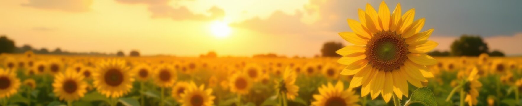 Single, enormous sunflower facing the sun in a sunlit field, bright, stock, sky
