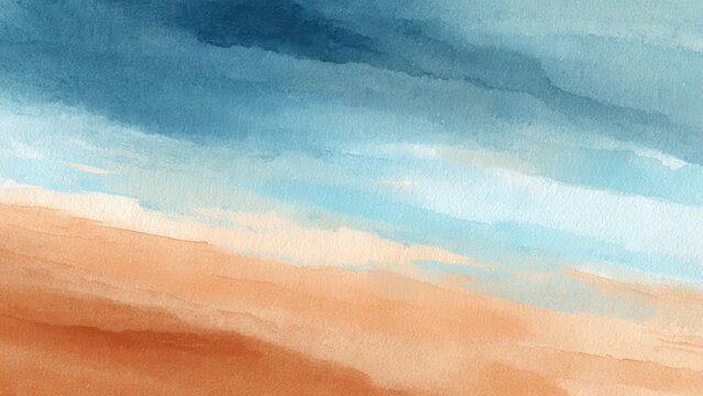 空と大地の水彩抽象背景_4