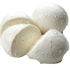 Buffalo mozzarella cheese isolated on transparent background