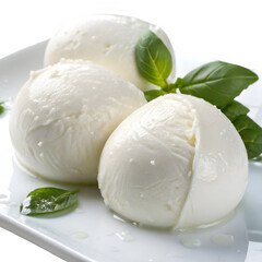Buffalo mozzarella cheese isolated on transparent background