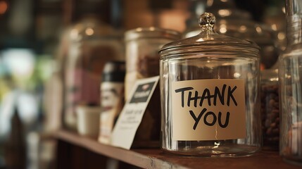 Thank You Jar in Cozy Cafe Setting